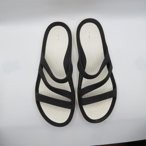 Crocs Womens Swiftwater Strappy White Black Casual Sandals Size US 7 UK 5 - Picture 7 of 8